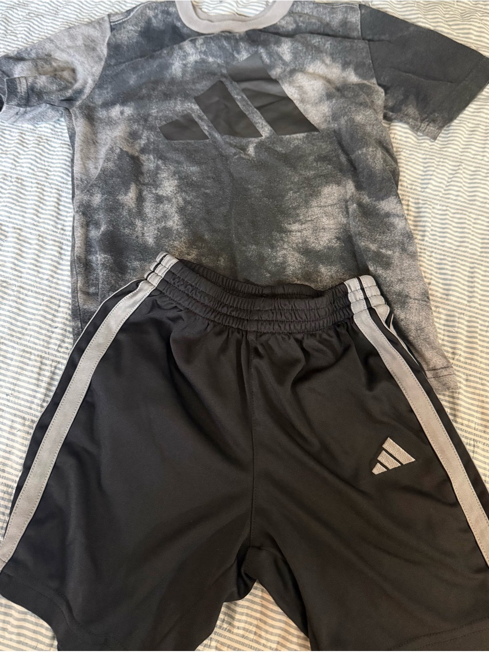 H&M Black Athletic Shorts with Gray Side Stripes